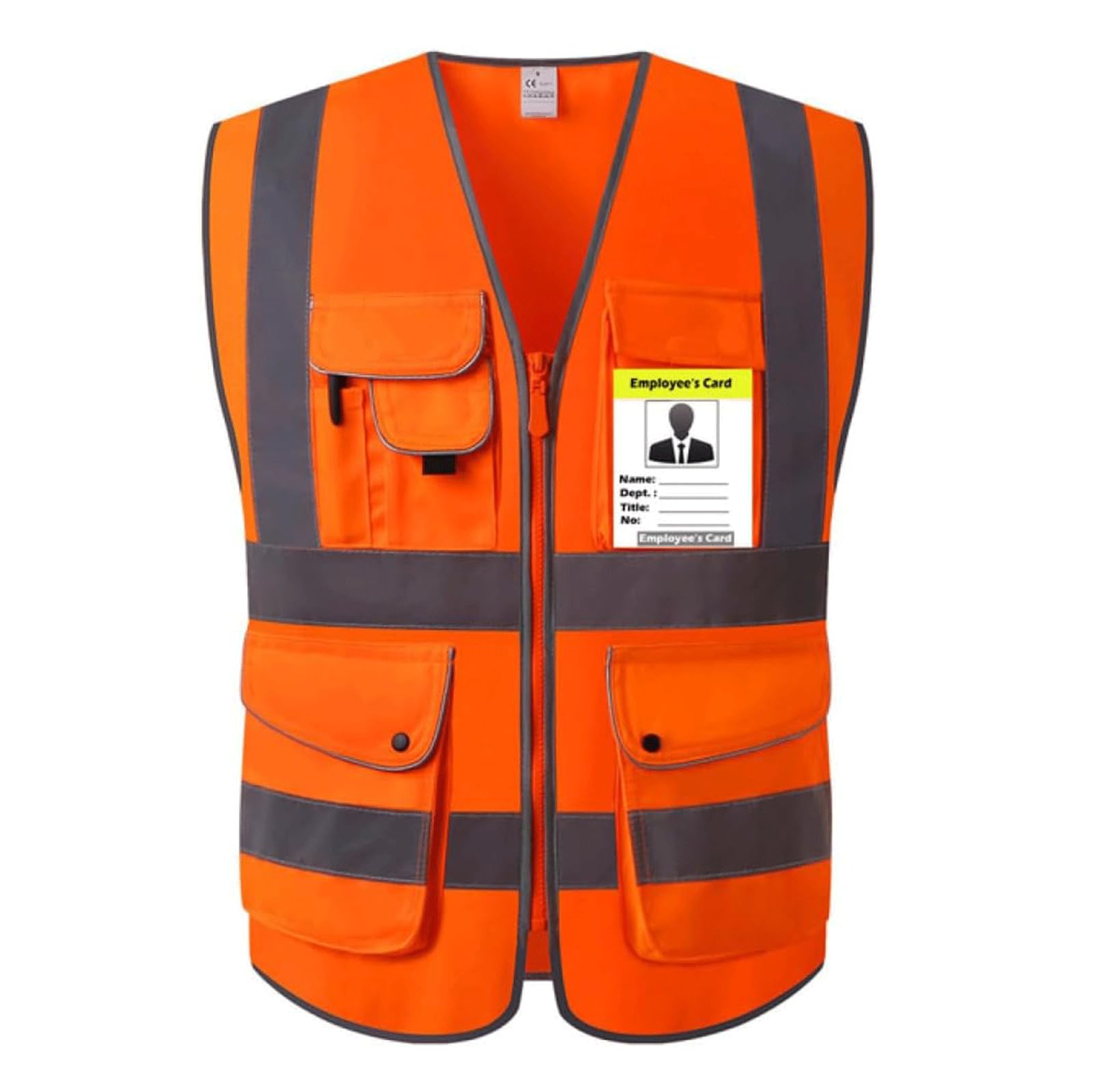 Warnweste Sicherheitsweste, 360°-High-Vis-Streifen, reflektierender Anzug mit Taschen und Reißverschluss, reflektierende Weste für Damen, reflektierende Sicherheitswesten Atmungsaktiv