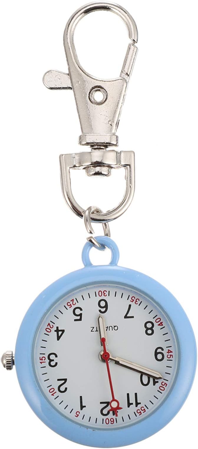 Clip On Pocket Watch - Portable Nurse Watch, Unisex Fob Watches with Second Hand, Quartz Stethoscope Pendant for Nurses Doctors (Blue)
