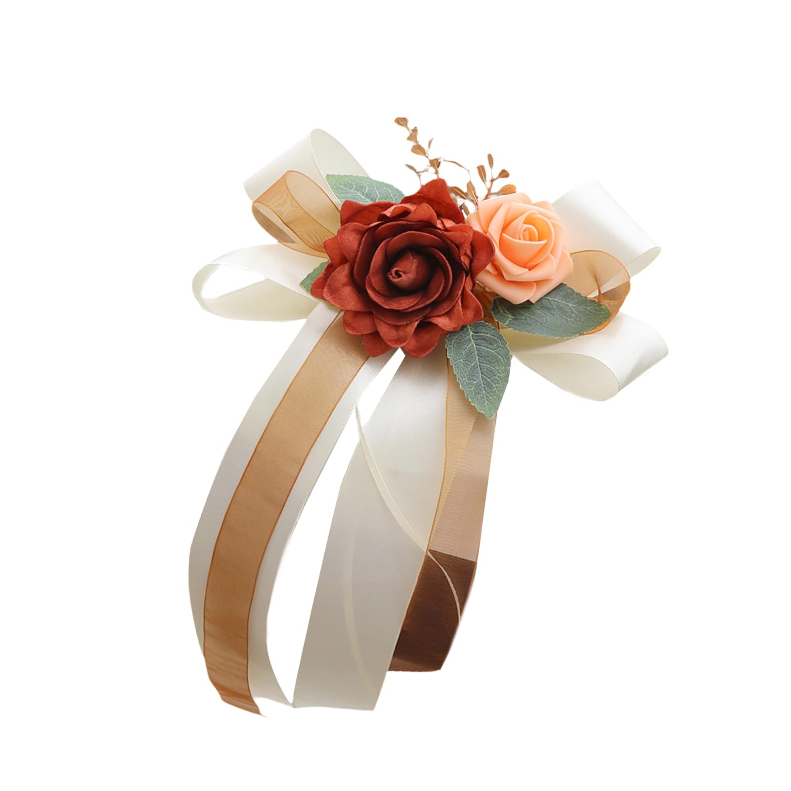 Hsioluted Wedding Car Door Handle Ribbon Decorations Door Handle Flower Bowknot Decoration for Wedding Car and Venues Artificial Flower Bowknot