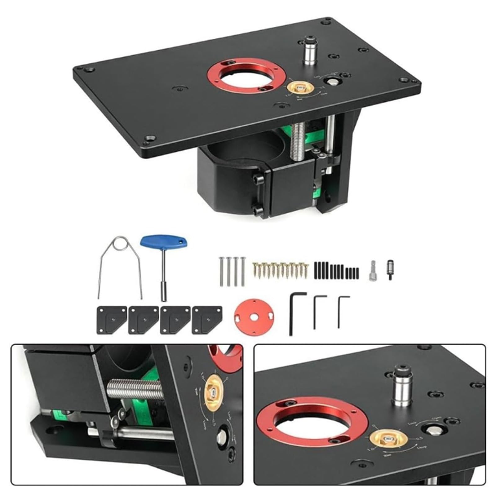 Piastra Inserto Banco Fresa Set, Piastra Di Inserimento Del Tavolo Del Router, Ascensore Router, Tavolo di Sollevamento, Router Lift Trimming Machine Invertito Tavolo, per La Lavorazione del Legno