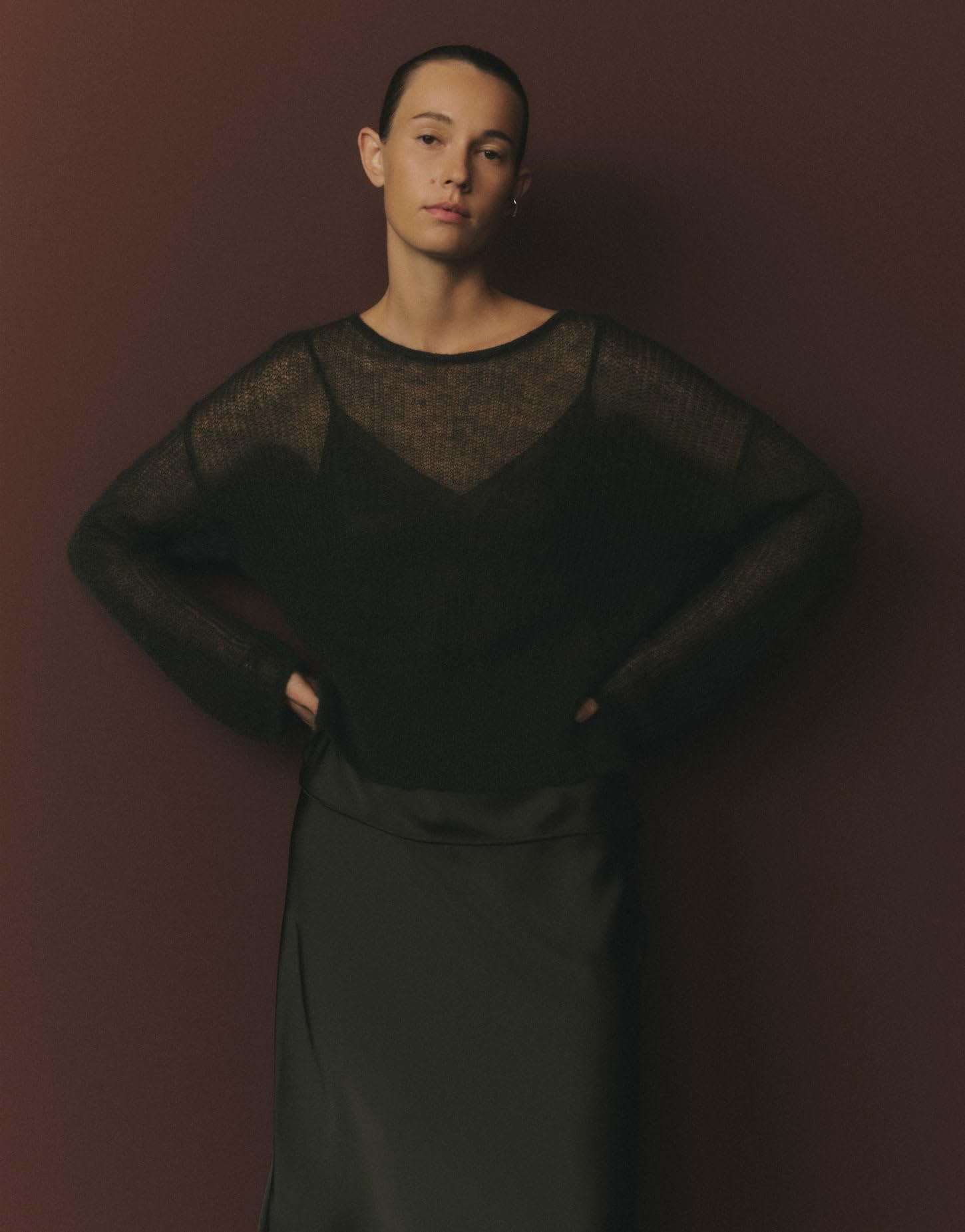 someday Damen Pullover | Statement Stricker aus Mohair Woll Mix Loose Fit Midnight Olive, 38