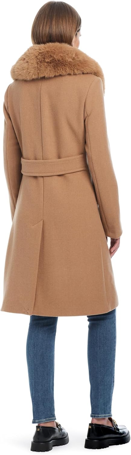 kate spade new york womens Wool Blend Coat With Removable Faux Fur Collar - Image 4