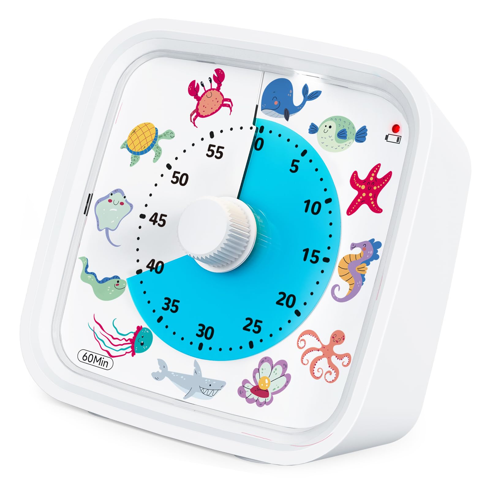 NVOQILIN Marine Theme Quiet Visual Timers for Kids with 3 Alerts Mode and Night Lights Perfect for Study Cooking Classroom Sea Theme Visual Timers