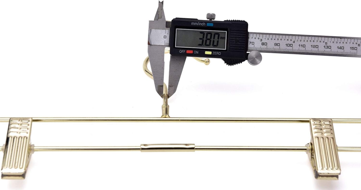 Quality Hangers 10-Pack Pant & Skirt Hanger Set - Gold With Clips - 360-Degree Metal Swivel Hook for Clothes - Anti-Rust Jean Slack & Trouser Hangers