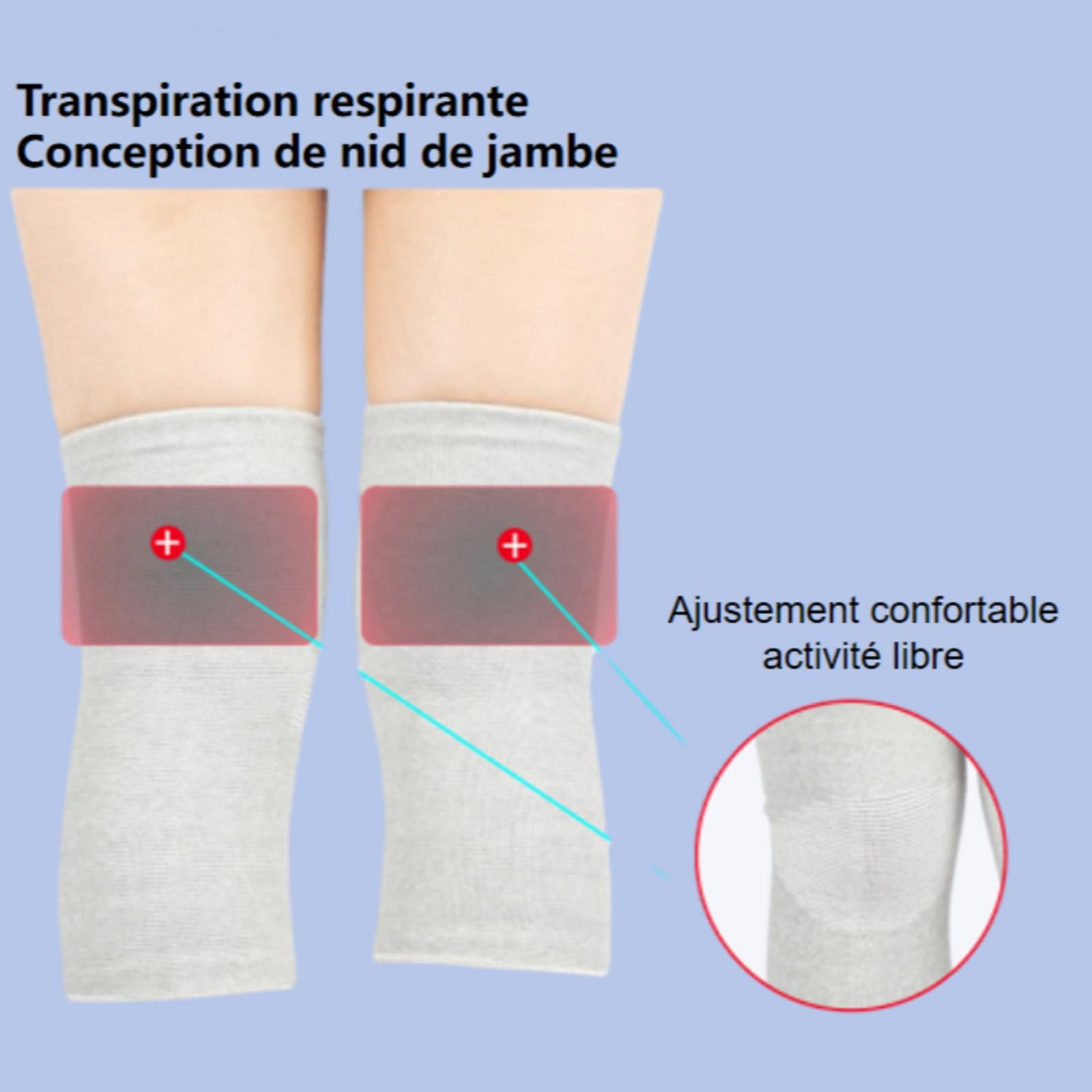 Sameo Genouillère De Soutien En Bambou – Sport, légère, respirante, stabilisateurs latéraux (Gris,3XL,1 Paire)