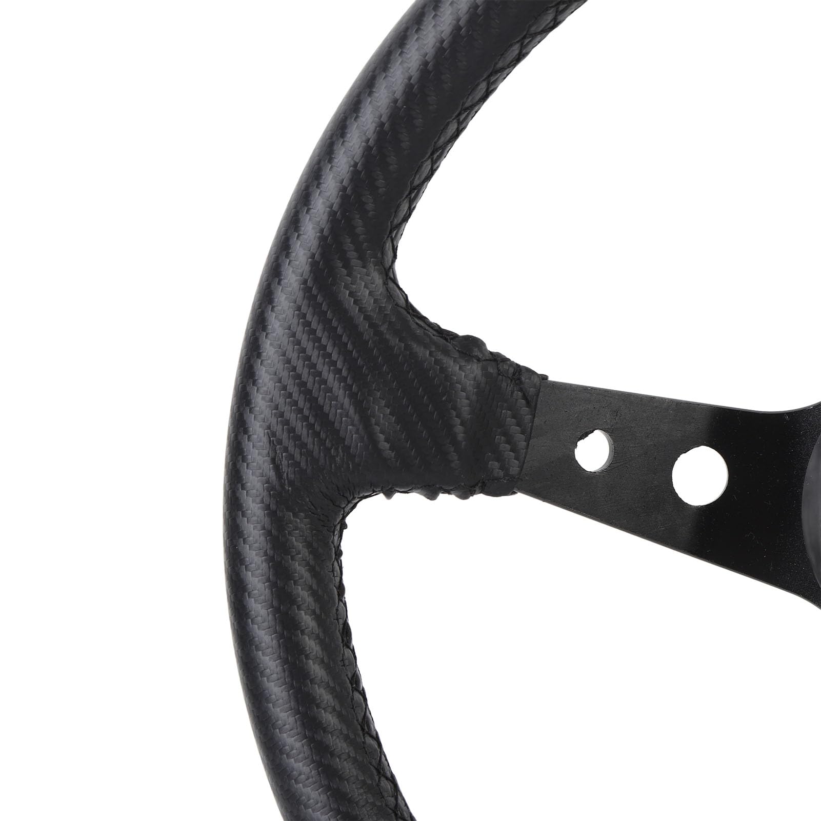 KIMISS Volante de carreras de 14 pulgadas para coche, diseño fibra de carbono, universal con botón de claxon y adaptador de 6 agujeros - Volante deportivo para drifting