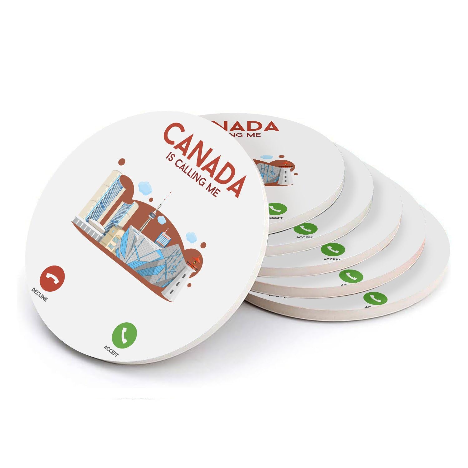 Sous verre Canada anti taches humidité céramique ronde pour table