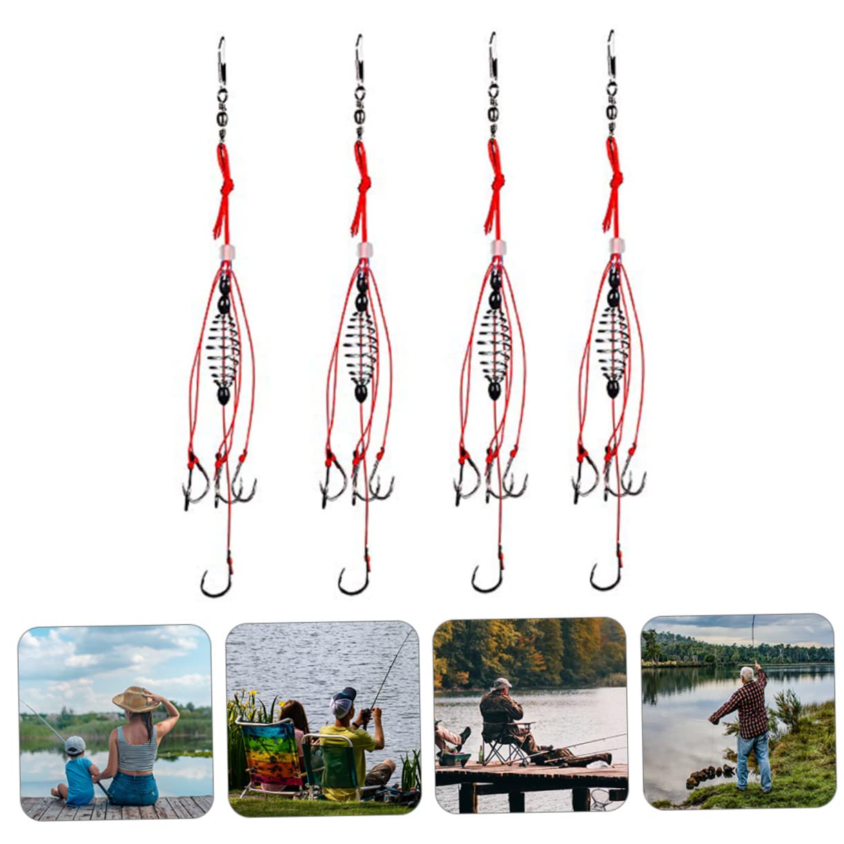 INOOMP Lot De 3 Leurres De Pêche À Ressort Hameçons Matériel De Pêche Grossier Plombs 4 Pièces X 3