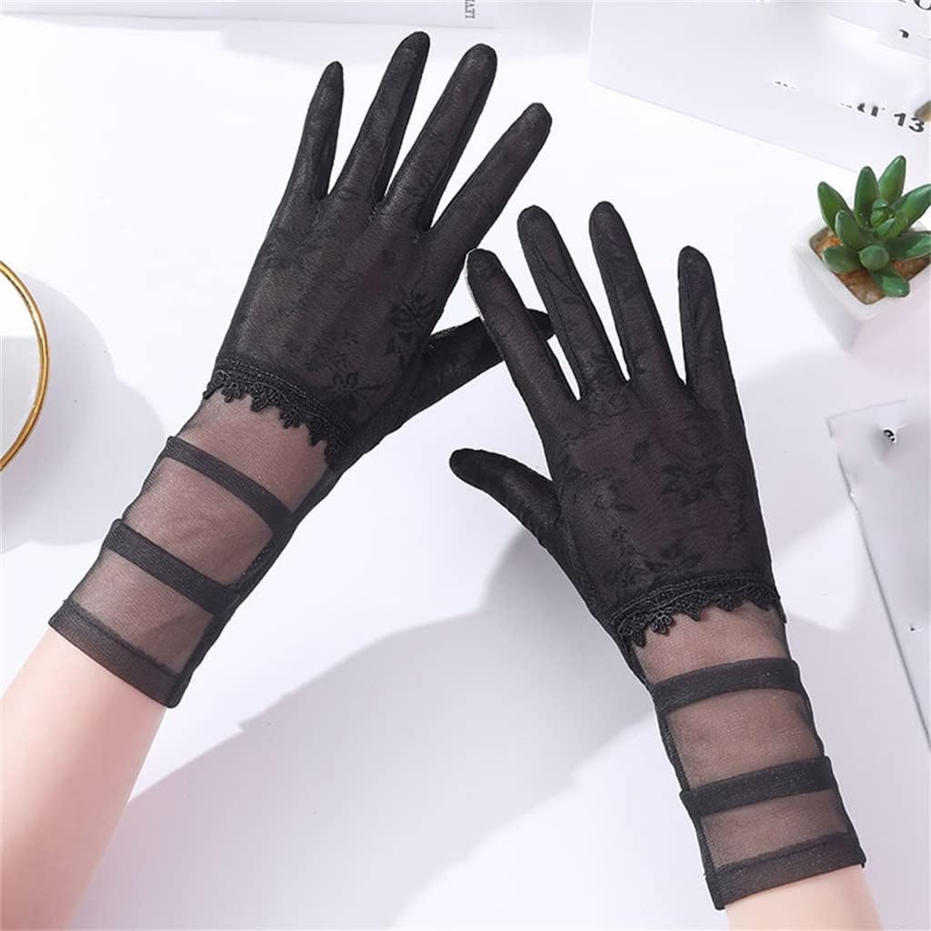 Gloves Ice Silk Driving Women's Thin Breathable Full Finger Lengthened Lace Sleeves