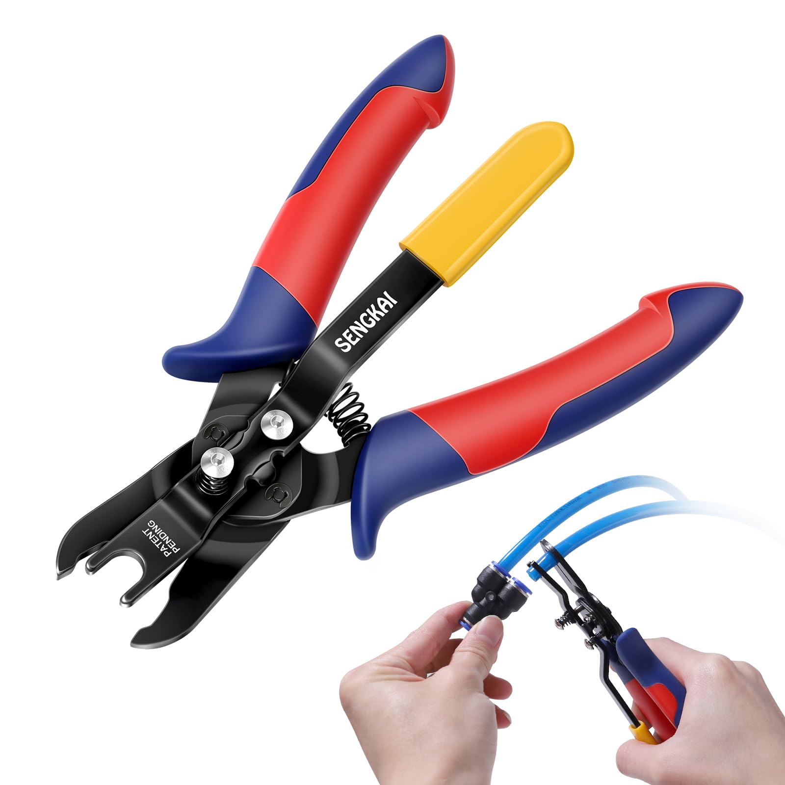 Air Line Removal Tool for 1/4”, 5/16” Push to Connect Fittings, Push-Fit Air Hose Fittings Disconnect Pliers, Quick Connect Release Pliers for 6mm, 8mm Pneumatic Connectors