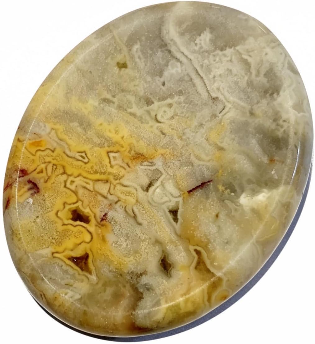 Natural Crazy Lace Agate Oval Worry Stones Hand Carved Polished Healing Crystal Pocket Energy Stone - Gifts for Chakra Reiki Yoga Meditation Balancing Relieve Anxiety Stress
