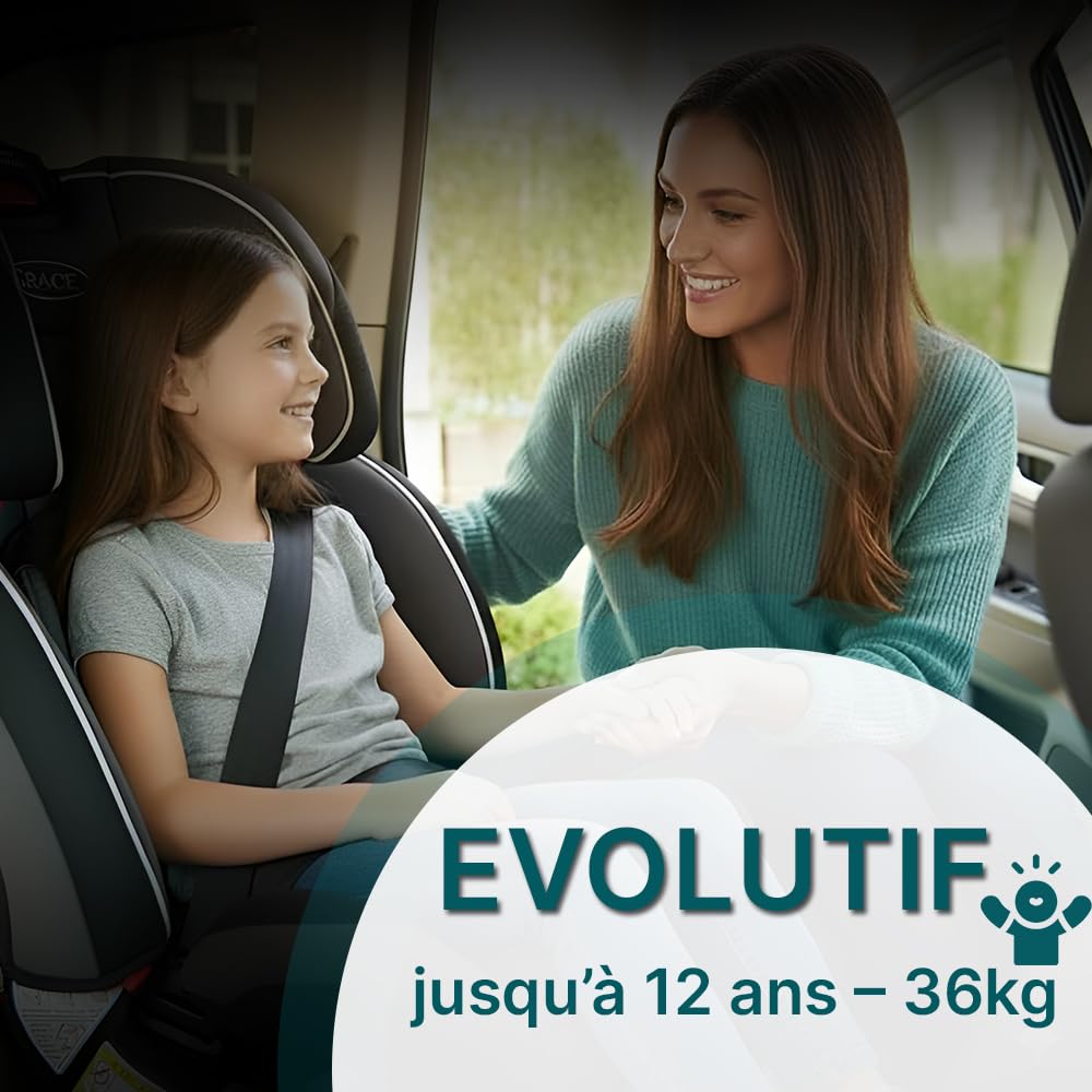 Bambisol - Siège Auto Evolutif - i-Size 40-150 de la naissance à 150 cm (36 kg) - Convient à toutes Voitures - ECE129/03 - Textile Déhoussable Lavable - Appui-tête Ajustable - Harnais 5 points