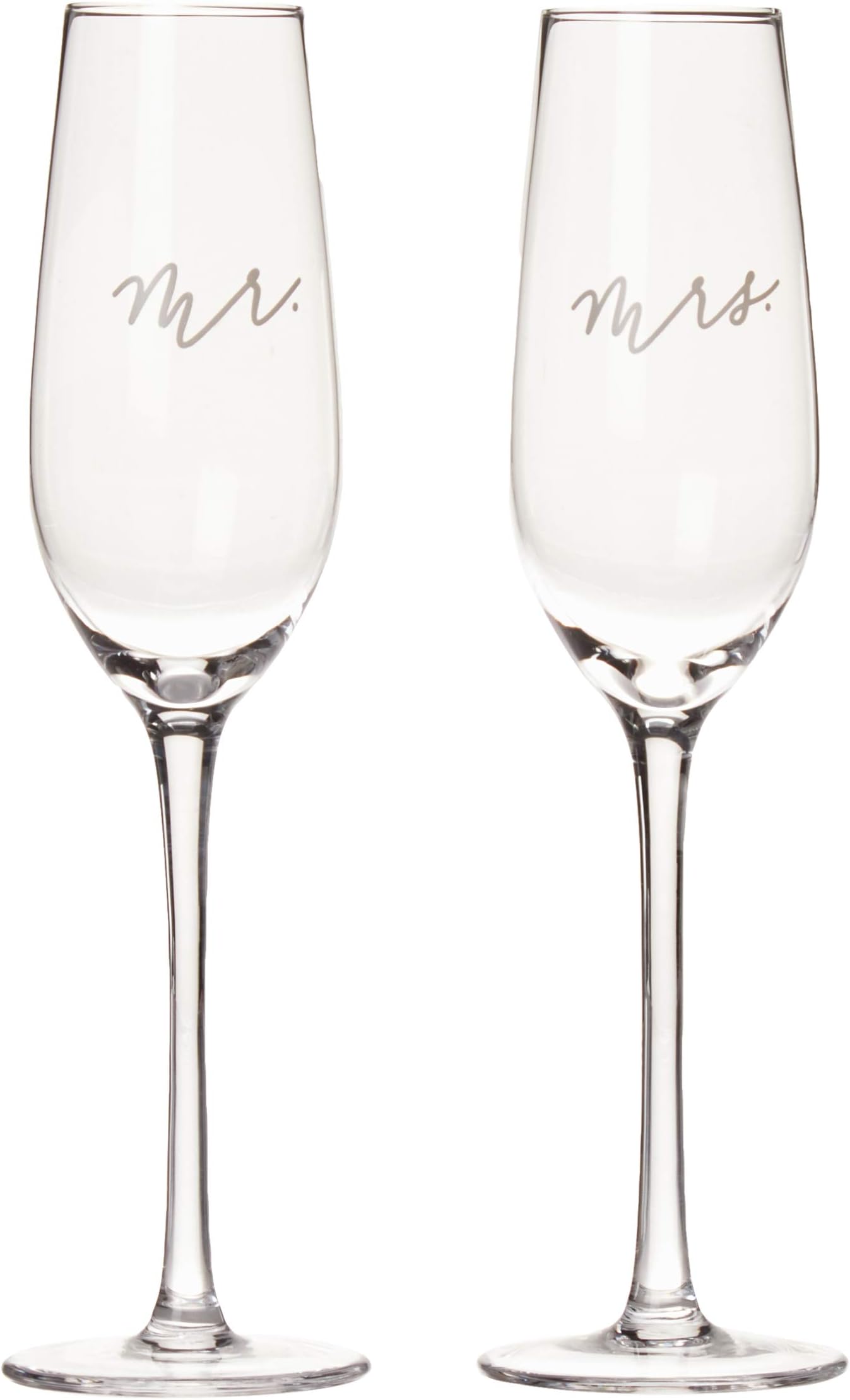 Pearhead Mr. & Mrs. Champagne Flute Set, Wedding Toasting Glasses, Wedding Champagne Glasses, His and Hers Wedding Day Glasses, Wedding or Bridal Shower Gift Idea