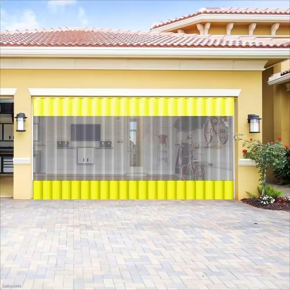 Heavy Duty Tear-Resistant Vinyl Outdoor Curtain with Grommets - Ideal for Wash Bay, Porch, Pergola, Gazebo, and Patio Divider (1.2x2m) - Quick Work Area Separation