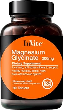InVite Health Magnesium Glycinate - Anti-Street Mineral to Support Healthy Muscles - 200mg - 90 Tablets - 45 Day Supply
