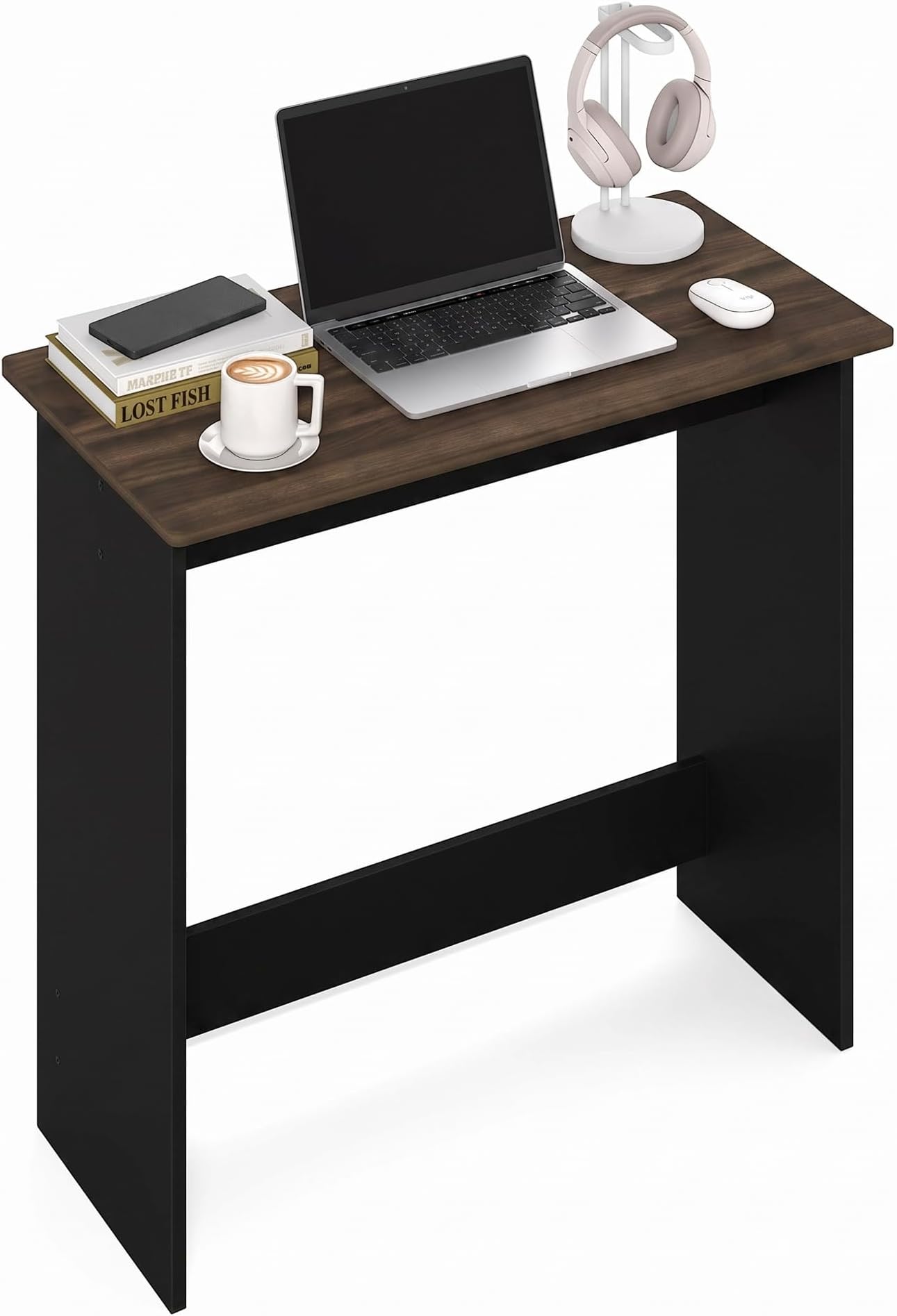 Furinno Simplistic Computer Desk, Study Desk, Writing Desk, Columbia Walnut/Black