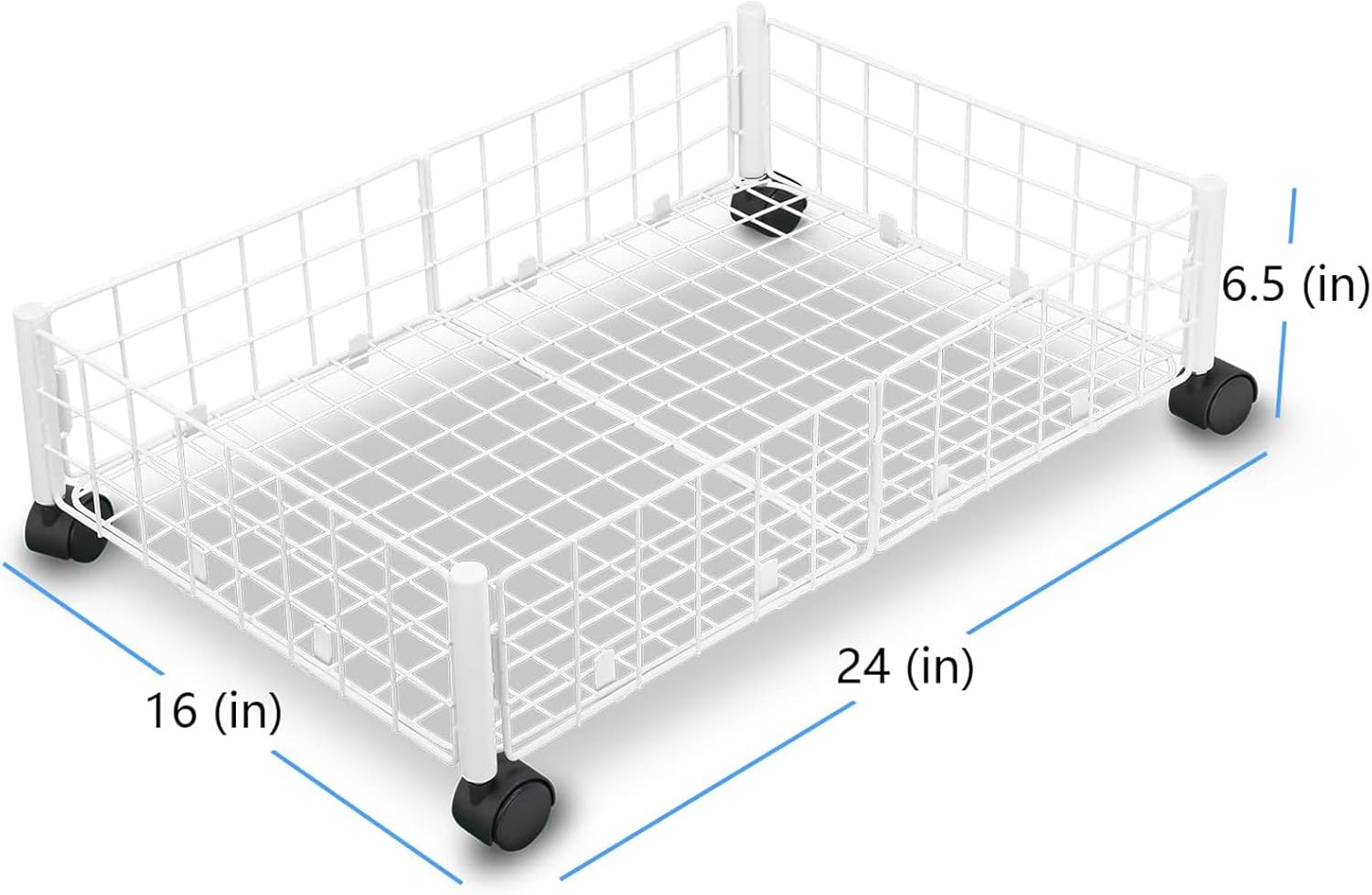 SepKus Metal Foldable Space-saving Under Bed, Under Bed Storage With Wheels Under bed, Storage Containers, Drawer Shoe Storage Organizer for Clothes, 2 pieces, White