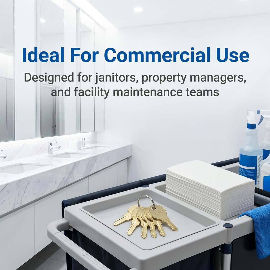 12 Pack Paper Towel Dispenser Key Set with Key Rings, E114 Key Replacement for E-114 Toilet Tissue and Soap Units, Dispenser Key for Janitors, Maintenance, Staff, Offices, Restrooms image 2