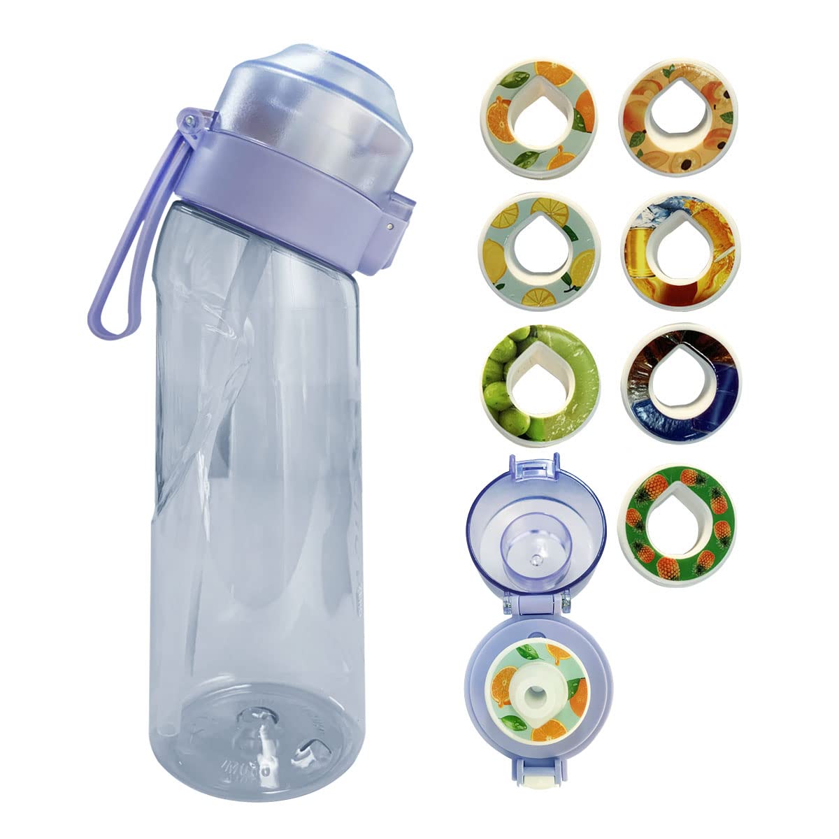 Scent-Based Water Bottle with Straw Flip - Sports Water Cup Suitable for Travel Sports Camping Hiking Home School - Pink+Clear Lid, Gifts From Friends, Birthday Gifts(Purple), (LMN-0014)