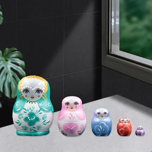 Miniatura 6 de Muñeca de anidación rusa tradicional de moda Matryoshka Juguetes para niños Regalo Decoración de habitación de cumpleaños - Verde