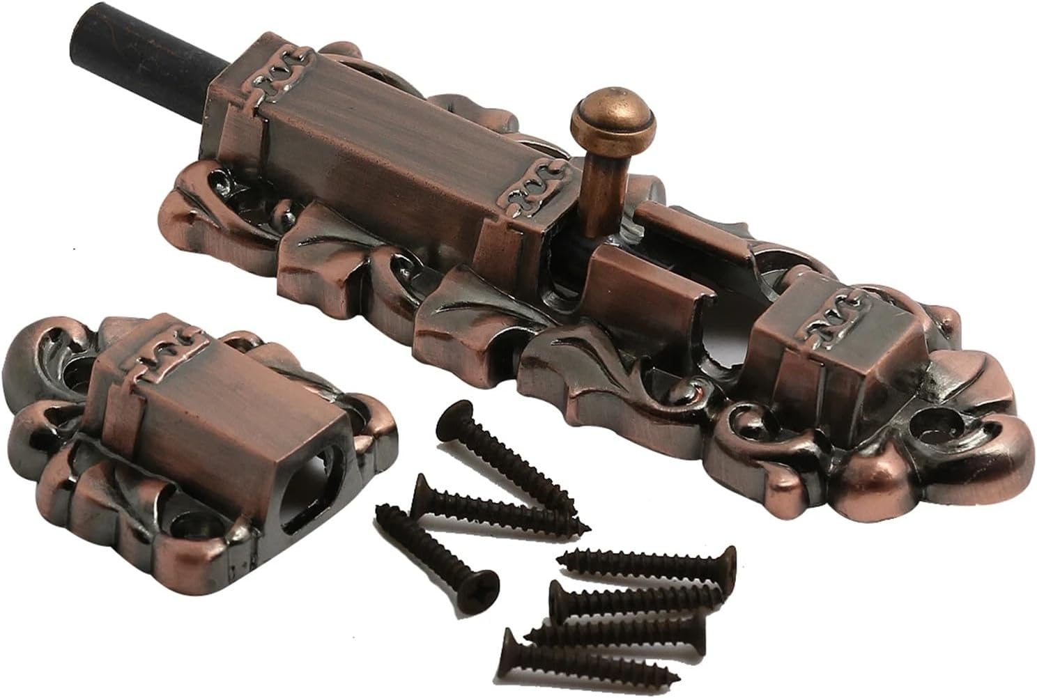 Door Gate Latch Antique Copper Bolt Classical Wooden Metal Window Doors Portas Pin 151-250mm 1Pcs(Red Bronze,Large)