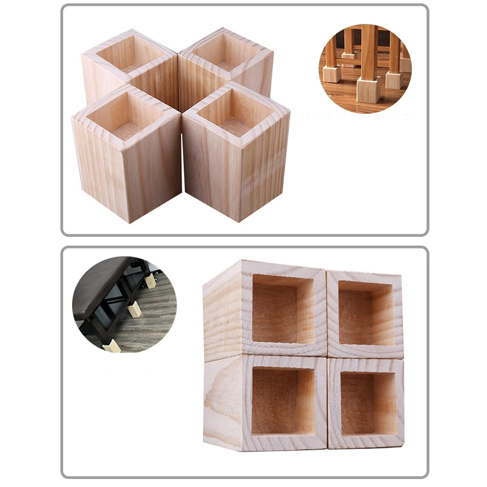 Elevadores de cama y sofá de madera resistente, soporte natural, alturas ajustables, no requiere montaje, perfecto para elevar muebles y maximizar el espacio de almacenamiento
