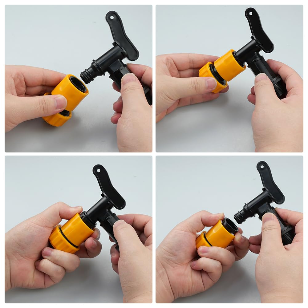 Robinet de Cuve en Plastique 2 Pièces Adaptateur Tuyau Arrosage 3/4 Récupérateur Eau de Pluie