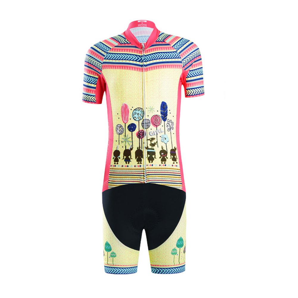 Kinder Radtrikot Set Jungen Mädchen Fahrrad Trikot Kurzarm + Radhose mit Sitzpolster