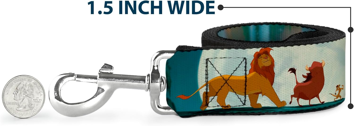 Buckle-Down Pet Leash - Mufasa & Simba JUST CAN'T WAIT TO BE KING/Family Silhouette - 6 Feet Long - 1.5" Wide