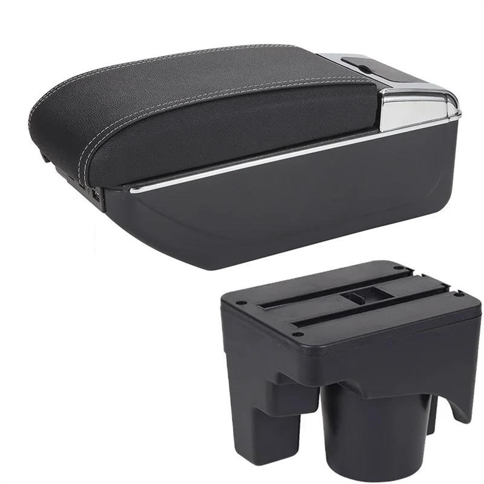 NOHEEU Car Armrest Box Storage For Scirocco For Sagitar For Golf 6 5 Mk6 MK5 For Jetta(B3 Black white 7USB)