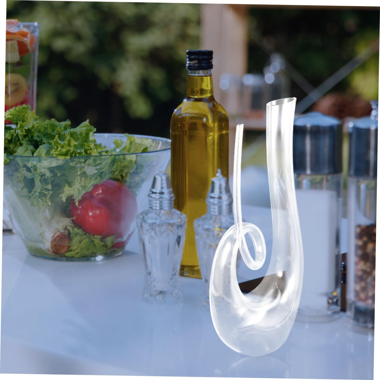 FUOYLOO Jarra Decantadora de Vino de Cristal 1300 Ml sin Plomo para Sommelier y Aficionados al Vino Tinto