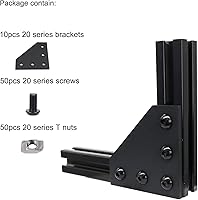 Vista 2 de 10 Conjuntos de Conector de Esquina de Extrusión de Aluminio 2020 Serie 20 Placa de Unión de Ranura en T y V Hardware Conector en L con Tuercas en T