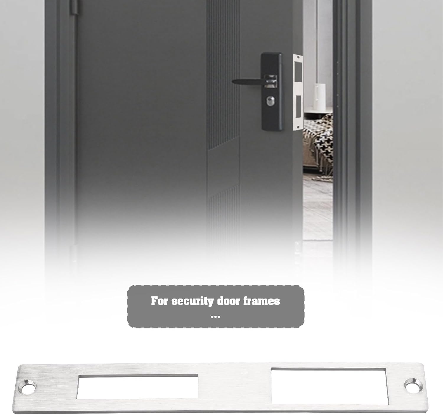 1Pc Door Flat Strike Plate Stainless Steel Plate 172mm x 23.7mm for Door Handle Deadbolt Security Striker Plates Exterior Interior Door Electric Door Opener Silver(Fully Enclosed)