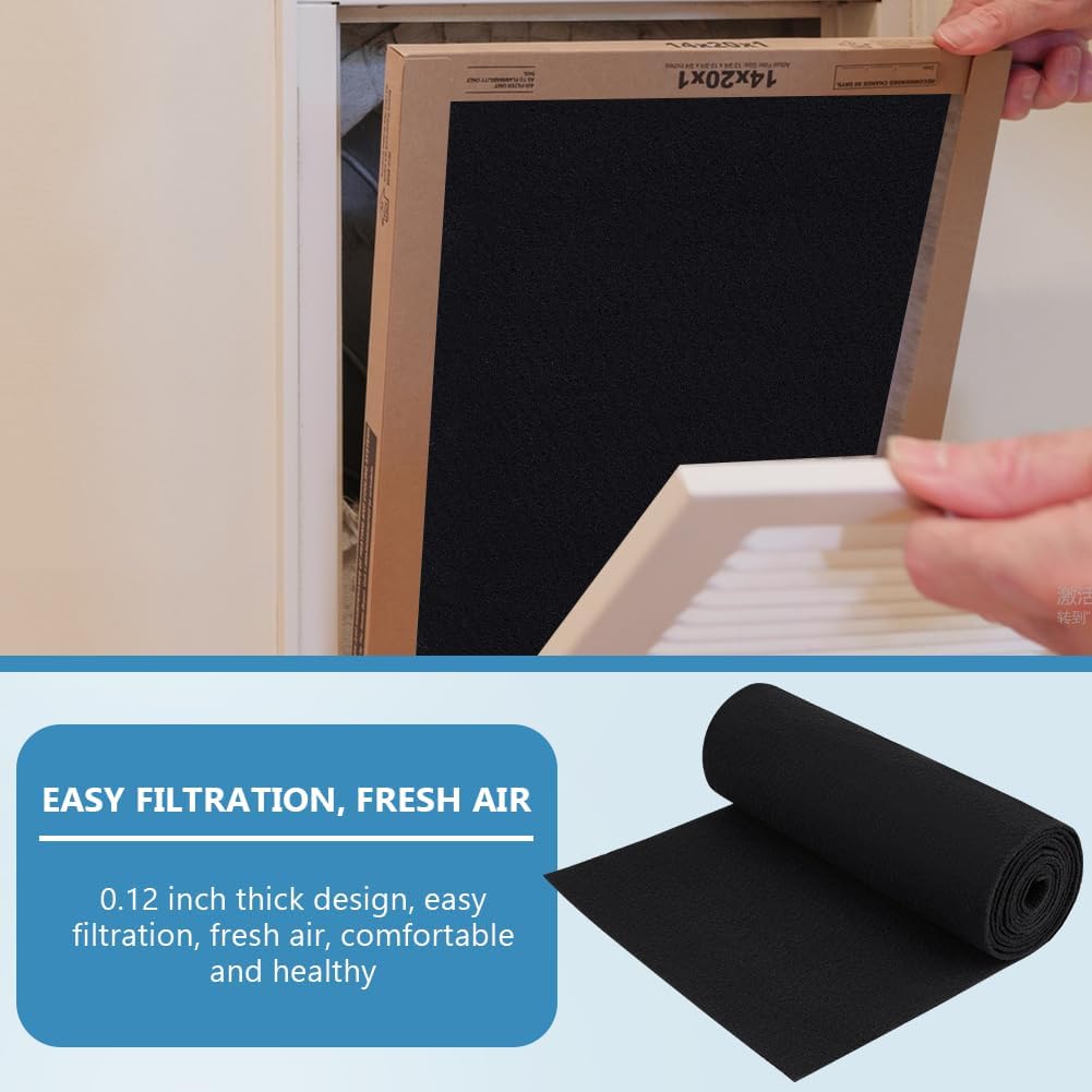 BENECREAT 118x15.7Inch Activated Carbon Filter Sheet, Black Pre Filter Carbon Sheet Replacement Charcoal Filters for Air Purifier, Vent Filters, 3mm Thick