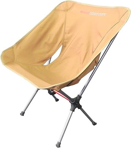 WARMCONFORT Silla plegable, sillas de campamento, silla plegable portátil y compacta, productos de aleación de aluminio Oxfordfabric (caqui, L)