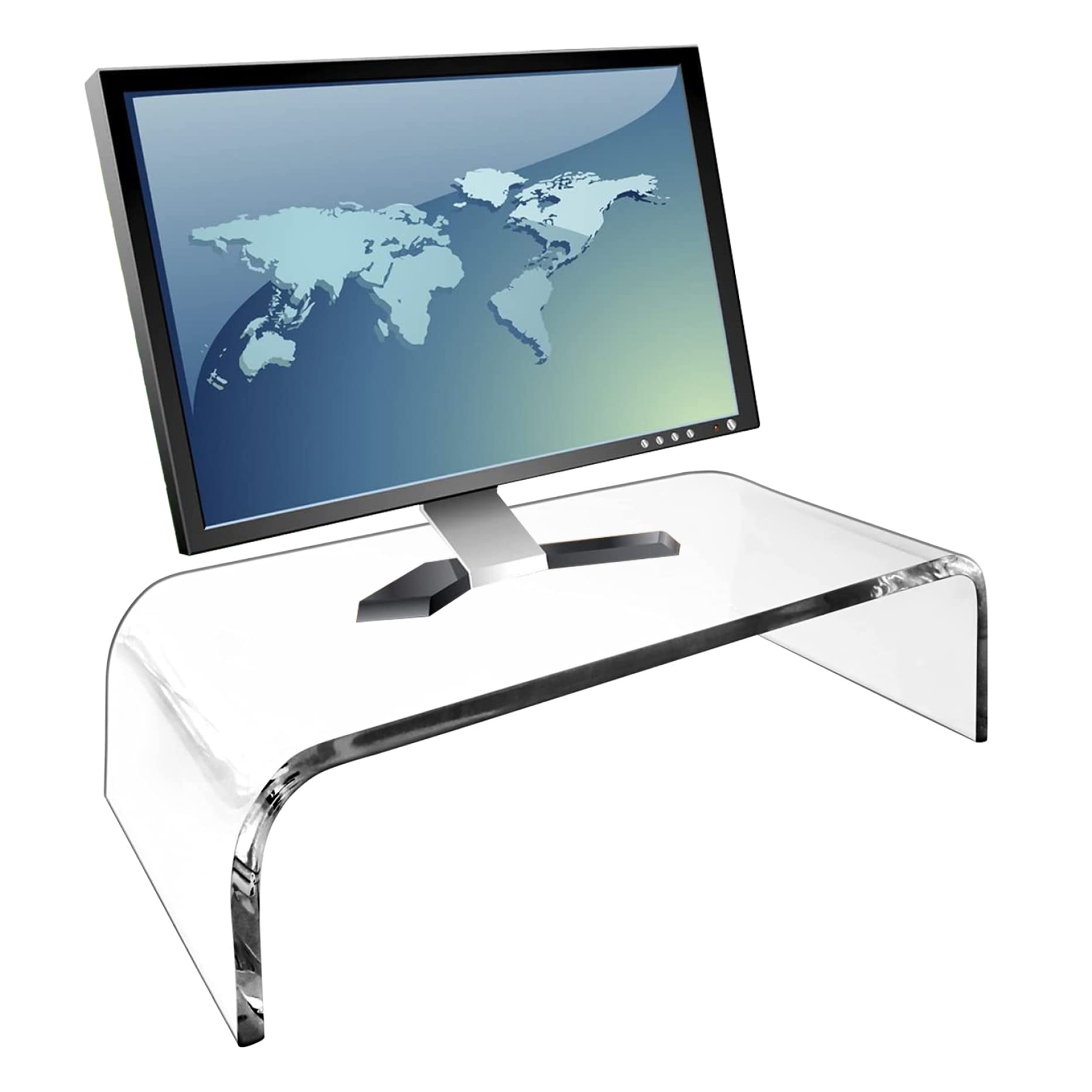 Support de moniteur en acrylique transparent pour rangement clavier bureau PC