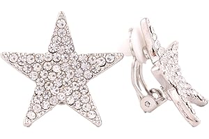 Nice Honey Elegant Five-Pointed Star Shape Fine Full Rhinestone Fashion Silver/Gold Clip On Earrings