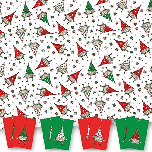 Papier cadeau de Noël 8 feuilles XL (50 x 70 cm) Motif elfe Emballage cadeau avec étiquettes assorties Grille de découpe au verso. Imprimé au Royaume-Uni par Absolutely Yours Cover