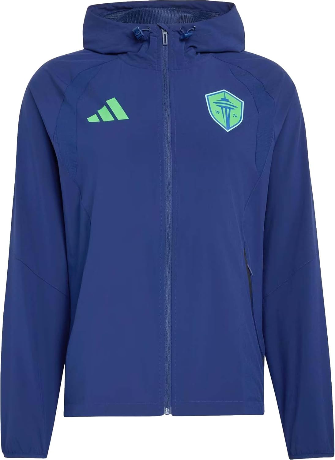 adidas Men's Seattle Sounders FC Navy Tiro Travel Full-Zip Hooded Windbreaker