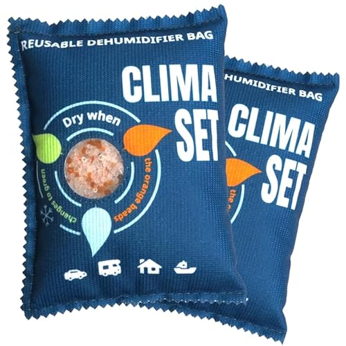 ClimaSet - Cojín Deshumidificador para Coches Cojín Antihumedad para Coches - Reutilizable - Contra la Humedad, el Moho y los Malos Olores en el Interior del Coche - XXL - 2x 300g