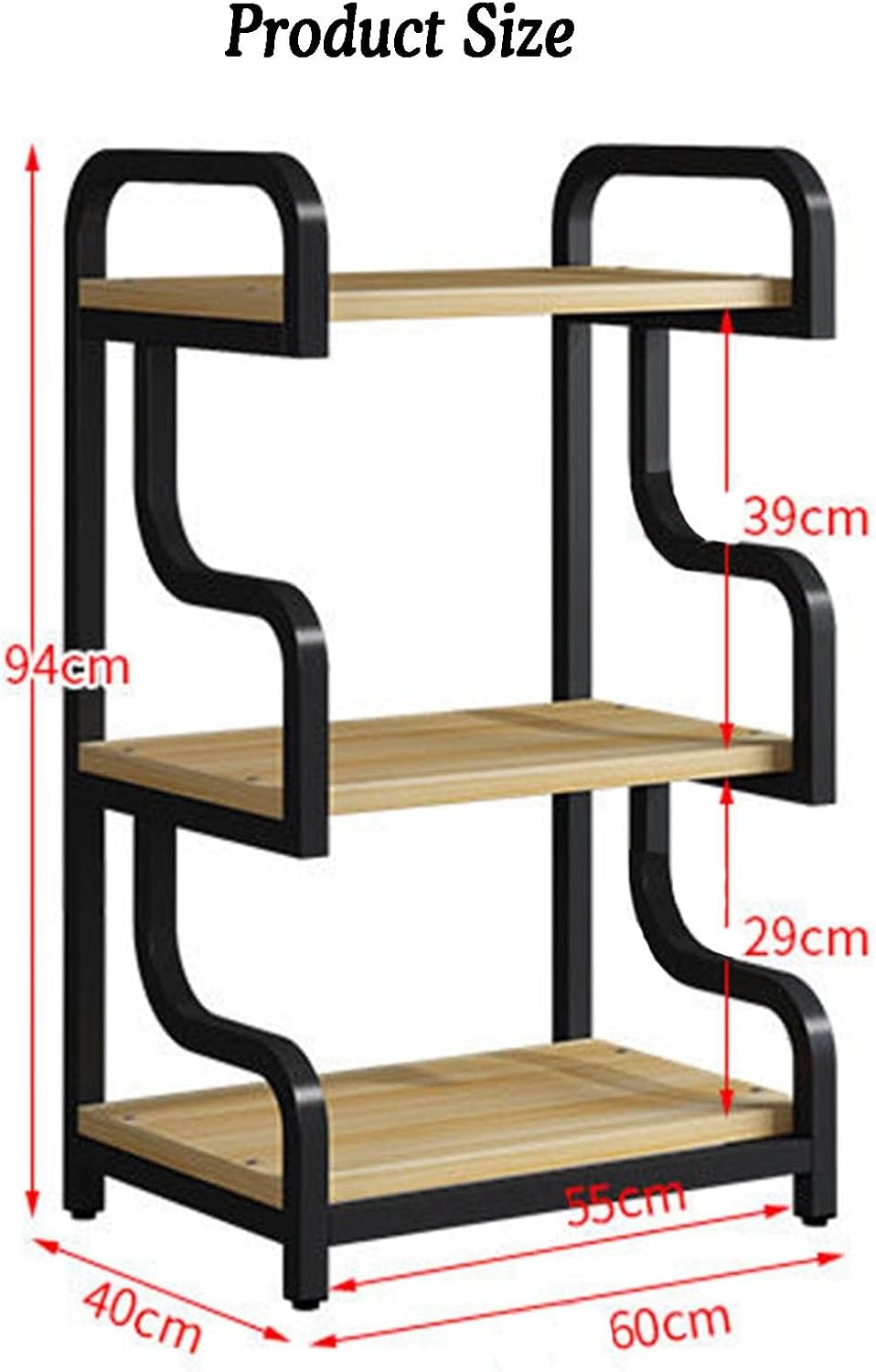Metal Media Cart, AV Media Stand,3 Tier CD Player Stand,Open Storage Audio Rack for Living Room, Office, Conference Rooms, Recording Studio(Black+Light Walnut)