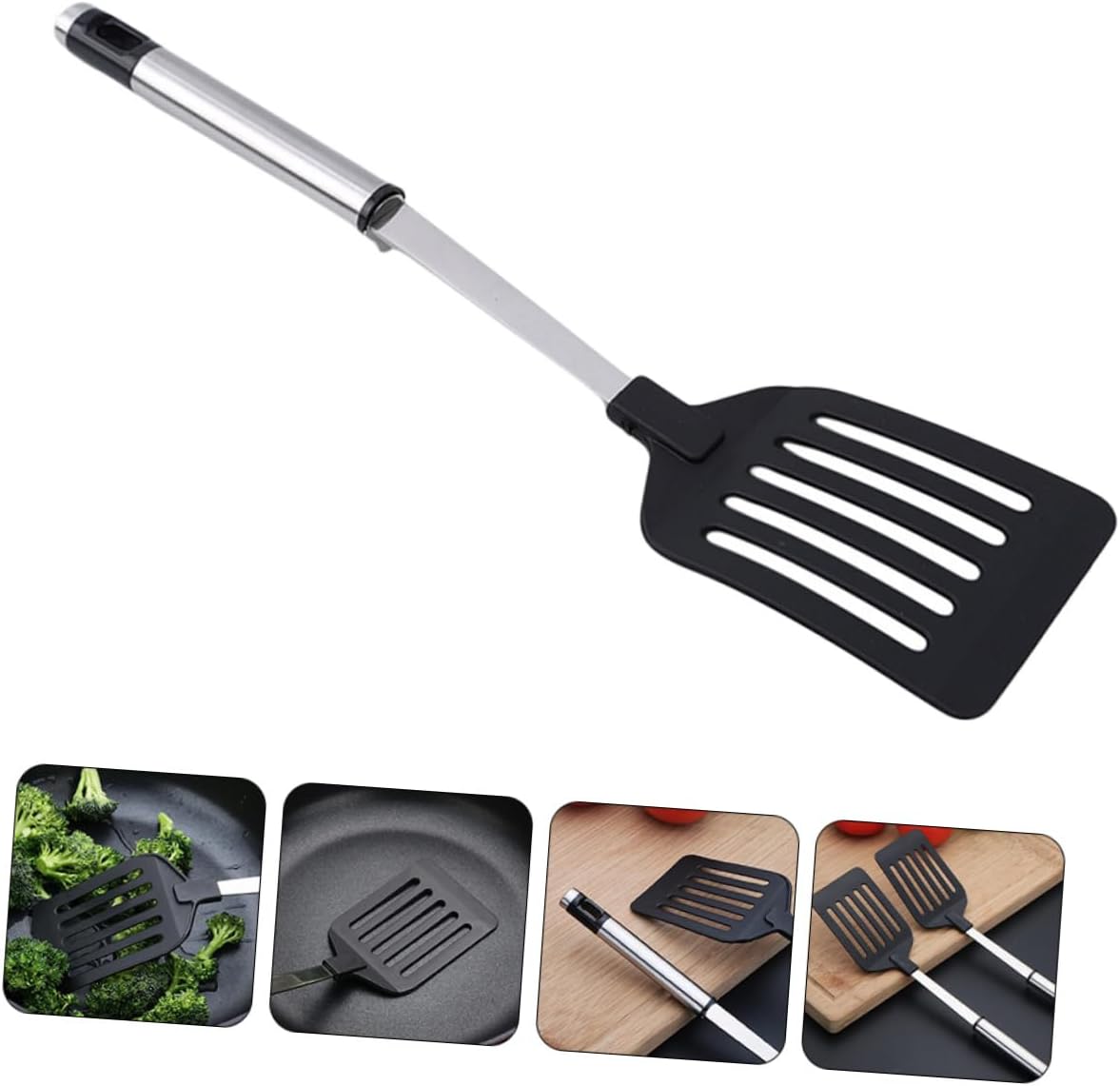 2pcs Stainless Steel Slotted Turner Kitchen Spatulas for Nonstick Cookware for Home Cooking and Grilling