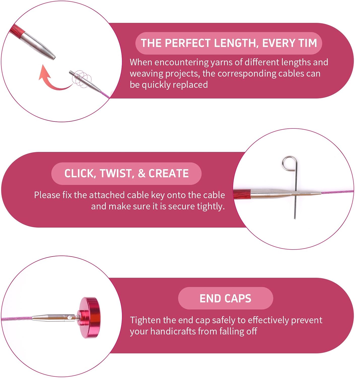 Weabetfu Interchangeable Knitting Needle Set Birch Wood Circular Needles with Cable 12 Pairs 3mm-10mm Round Knitting Needle