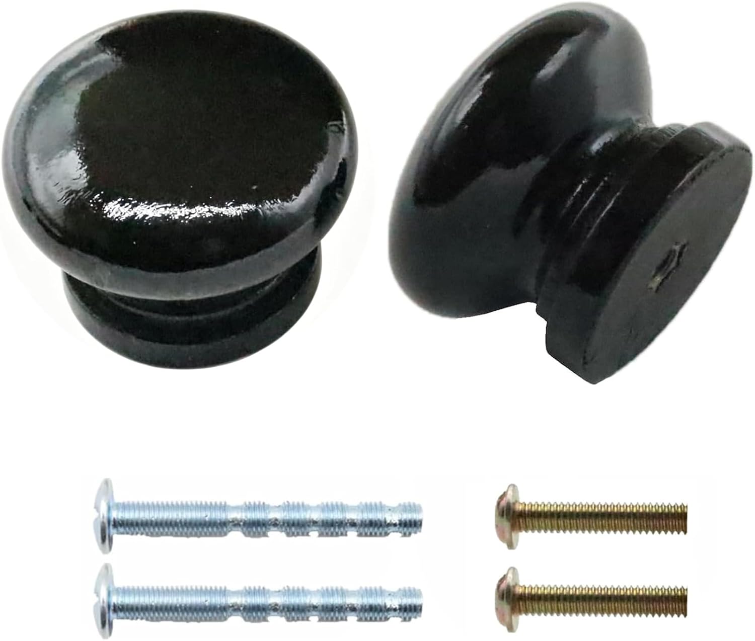 6Pcs Wooden Cabinet Knobs, Wood Dresser Knob Kitchen Black Cabinet Knobs Modern Round Knob for Furniture Dresser Cupboard Drawer Closet Door (Black)