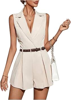 Amazon.com: SOLY HUX Women's V Neck Collar Sleeveless Romper Amazon.com: SOLY HUX Women's V Neck Collar Sleeveless Romper