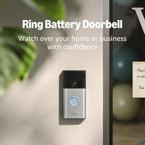 Like-New Ring Battery Doorbell (newest model), Home or business security with Head-to-Toe video, Live View with Two-Way Talk, and Motion Detection & Alerts, Satin Nickel