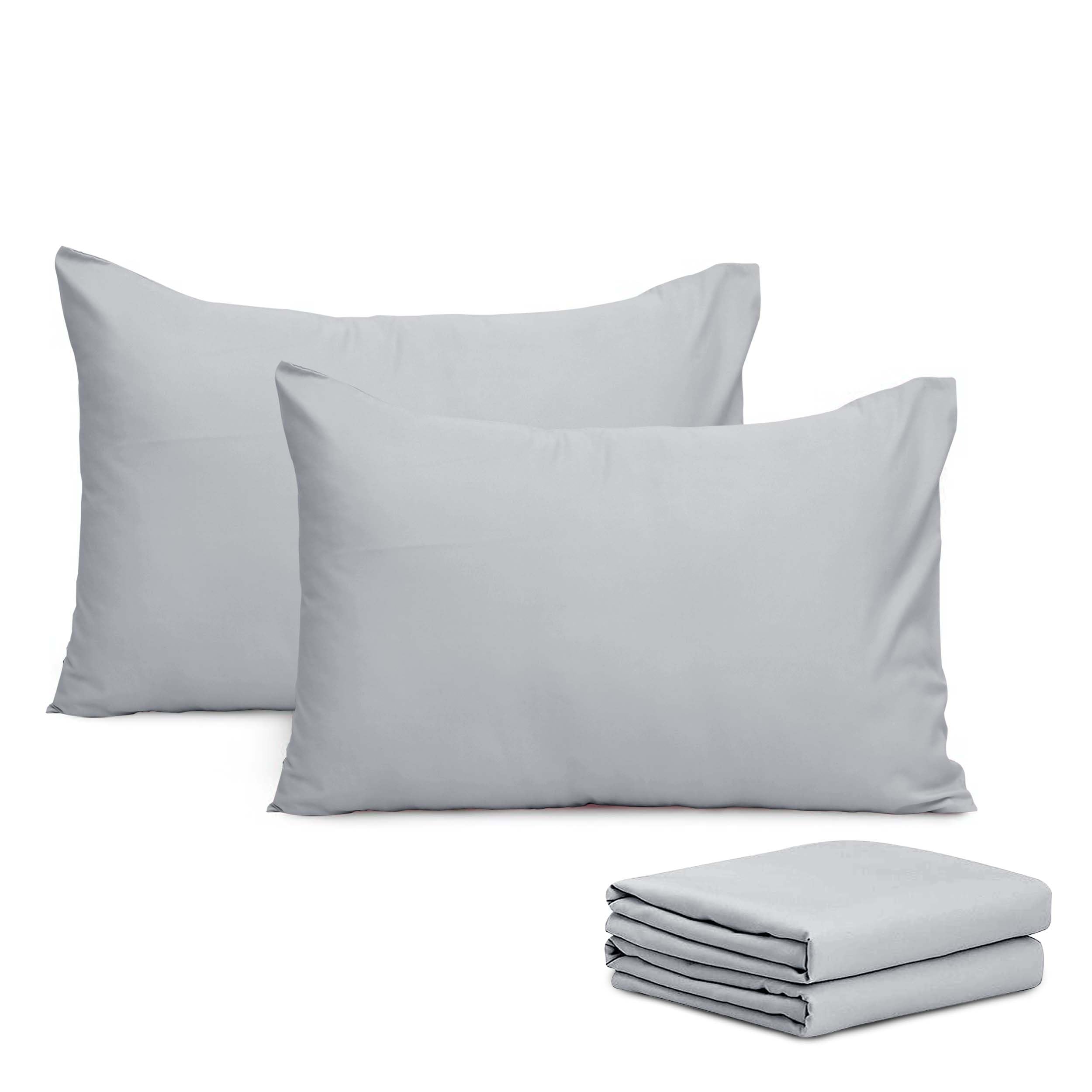 Imperial Rooms Pillow Cases 4 Pack Super Soft Easy Care Fade Resistant Hypoallergenic Brushed Microfibre Pillow Covers (Silver, Pillowcases 4 Pcs)