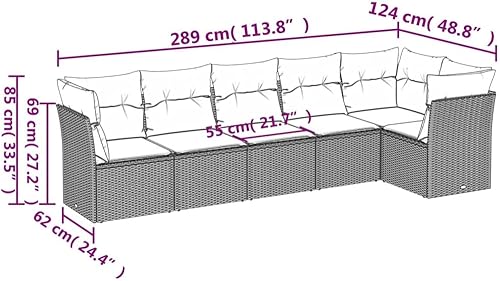 Miniatura 2 de 6 Piece Garden Sofa Set Black and Cream White, Modular Outdoor Furniture with Weather-Resistant Poly Rattan Frame, Removable Cushion Covers,