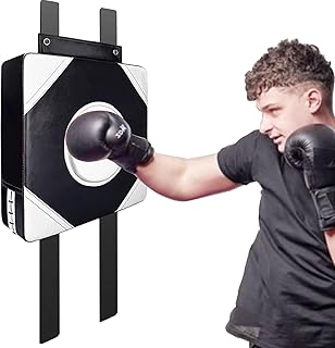 FERKAP Montada En La Pared Bolsa De Boxeo Almohadilla De Objetivo De Boxeo, Saco De Arena De PU Duradero Altura Ajustable para Entrenamiento De Boxeo, Muay Thai, Taekwondo, Karate(Color:Blanco)
