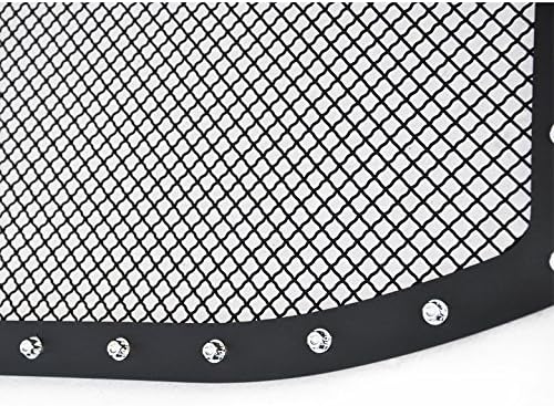 Front Bumper Rivet Stainless Steel Mesh Upper Grille Insert Black Compatible with 2006-2008 Ram 1500 2500 3500